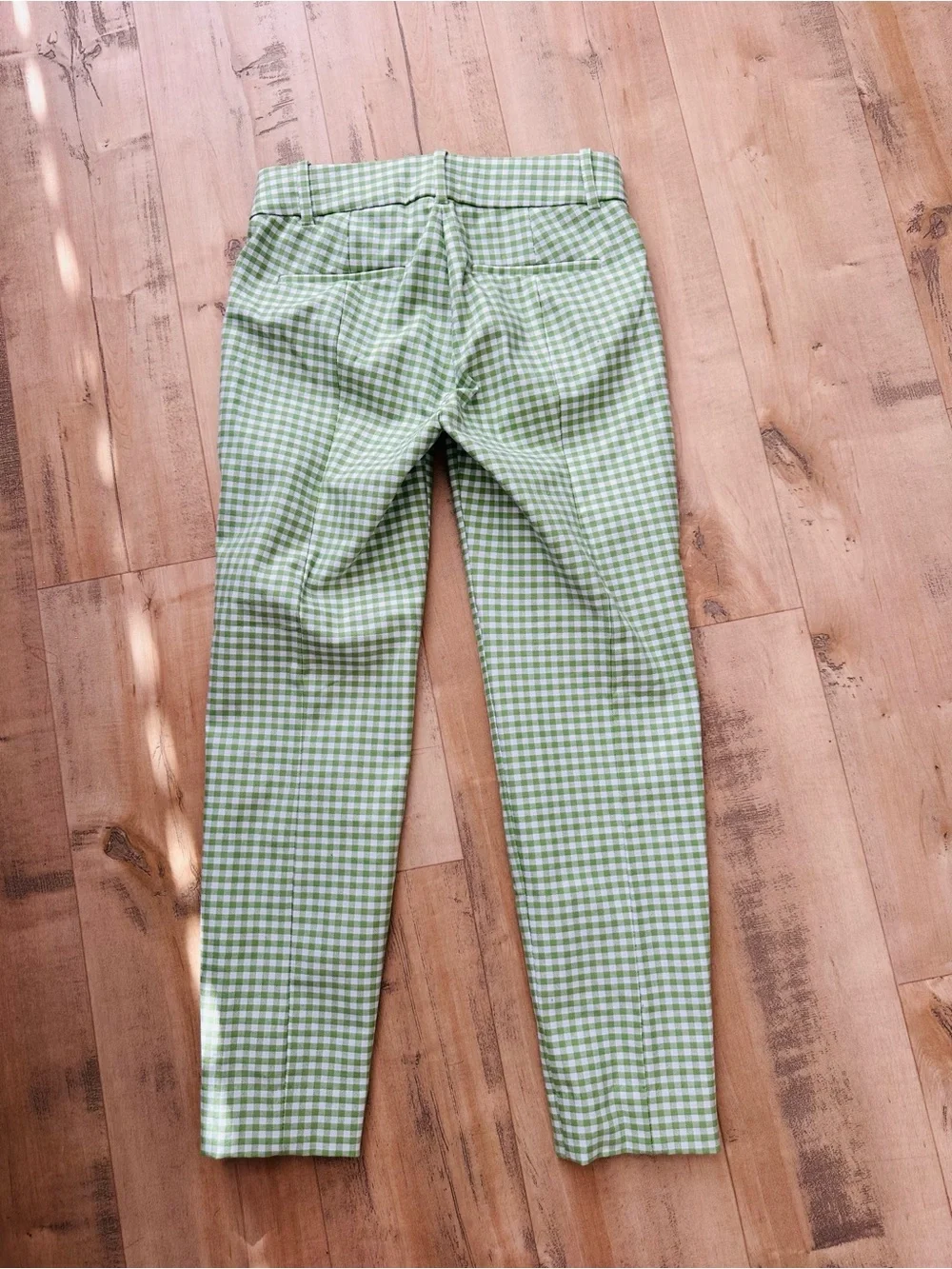 NWT J Crew Size 0 Green Gingham Check Cameron Pants Bi Stretch Cotton Cropped